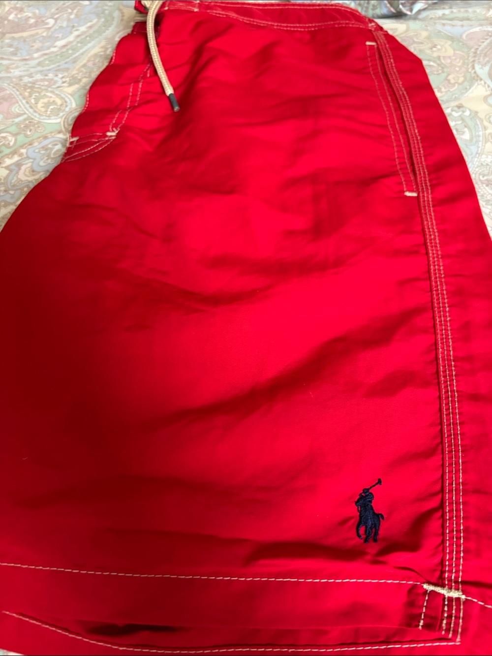 Polo by Ralph Lauren Red Men's Swim Trunks with Navy Pony